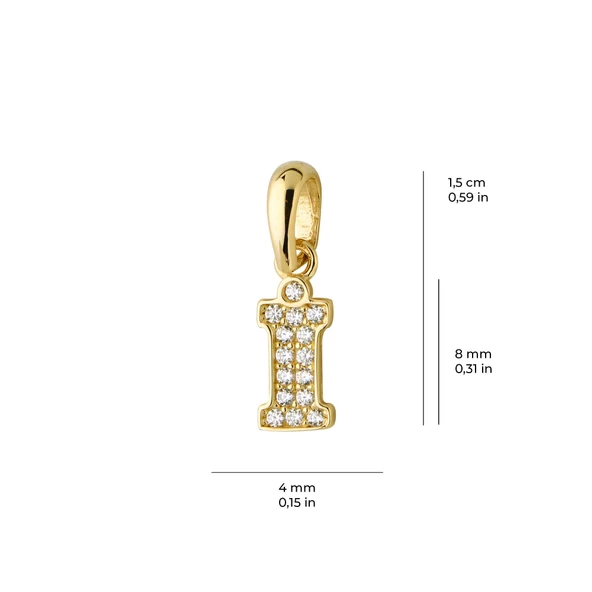 14 Ayar Altın İ Harfi Taşlı Kolye Ucu 0,45 gr - 5