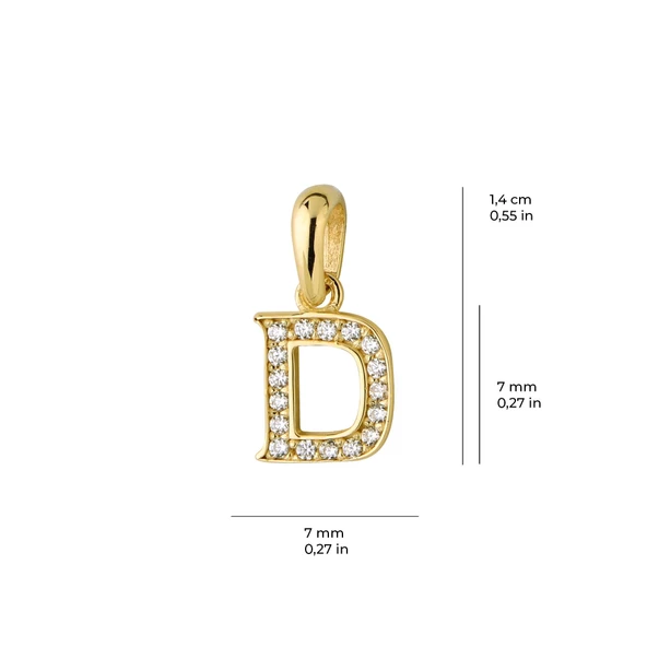 14 Ayar Altın D Harfi Taşlı Kolye Ucu 0,49 gr - 5