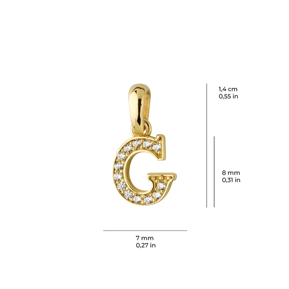 14 Ayar Altın G Harfi Taşlı Kolye Ucu 0,48 gr - 5