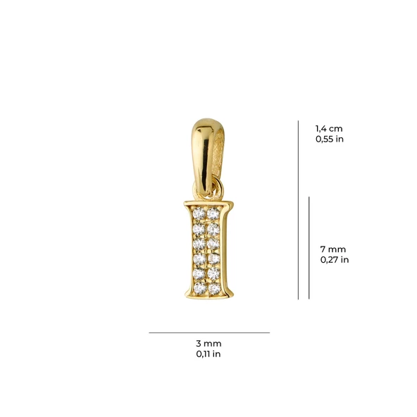 14 Ayar Altın I Harfi Taşlı Kolye Ucu 0,38 gr - Resim 3