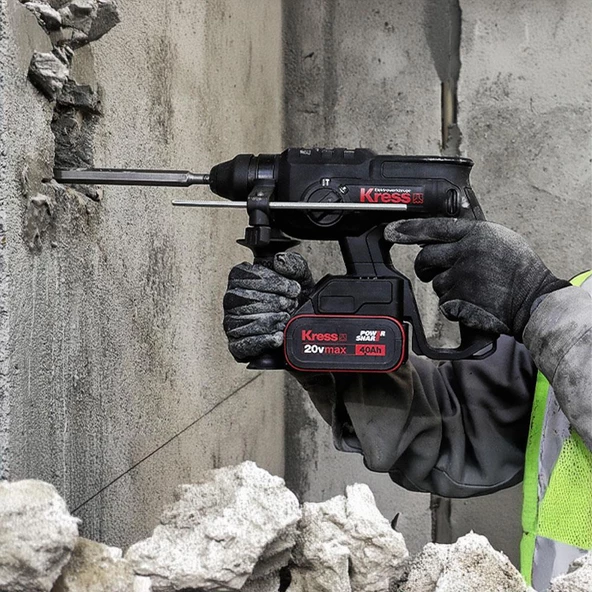 Kress Kuc60.2 20Volt 4.0Ah. 2.0J Li-İon Çift Akülü Kömürsüz Profesyonel Sds-Plus Pnömatik Kırıcı/Delici - 12