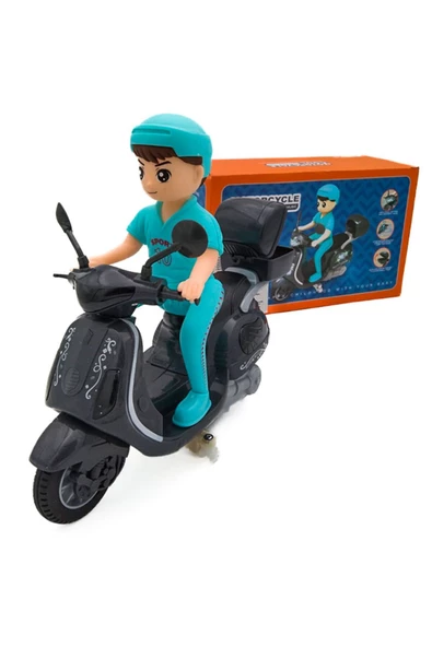 Pille Çalışan Üzerinde Adam Olan Motorsiklet - Mavi Su Dünyası