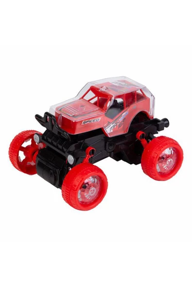 Pille Çalışan ve Işıklı Kırmızı Jeep - Mavi Su Dünyası