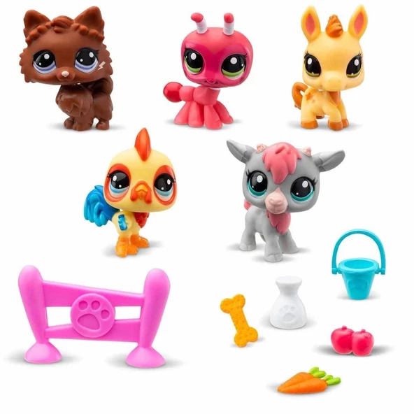 1005103 Littlest Pet Shop - Minişler 5'li Figür Seti S1 Çiftlik Temalı - 3
