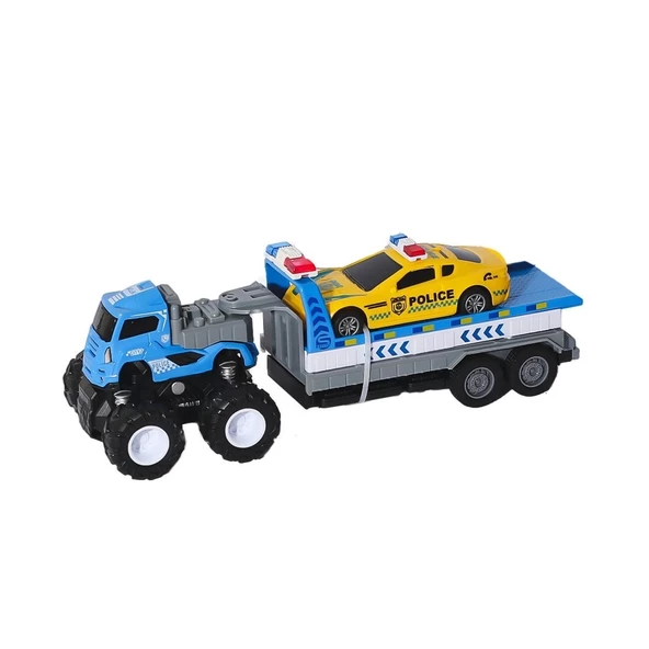 KLX600-361 Sürtmeli Die Cast 4x4 Polis Arabası Taşıyıcılı -Vardem - Resim 3