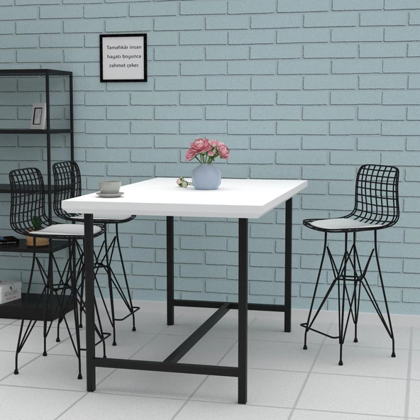 Knsz orta boy tel bar sandalyesi 1 li mağrur syhbyz 65 cm oturma yüksekliği mutfak bahçe cafe ofis - Resim 3