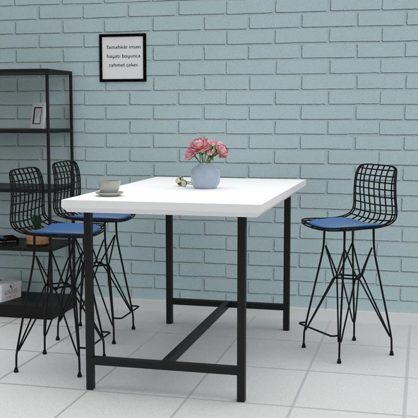 Knsz orta boy tel bar sandalyesi 1 li mağrur syhmvi 65 cm oturma yüksekliği mutfak bahçe cafe ofis - Resim 3