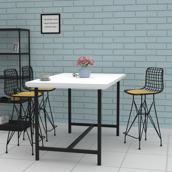 Knsz orta boy tel bar sandalyesi 1 li mağrur syhsrı 65 cm oturma yüksekliği mutfak bahçe cafe ofis - Resim 3