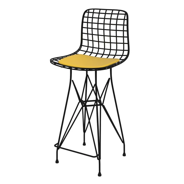 Knsz orta boy tel bar sandalyesi 1 li mağrur syhsrı 65 cm oturma yüksekliği mutfak bahçe cafe ofis ürün görseli 1