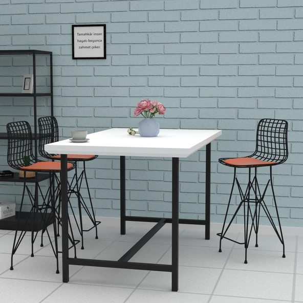 Knsz orta boy tel bar sandalyesi 1 li mağrur syhtrn 65 cm oturma yüksekliği mutfak bahçe cafe ofis - 3