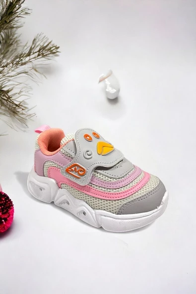Memory Foam Tabanlı Cırt Cırtlı Unisex Çocuk Spor Sneakers (ÇOCUKSPOR06-GriPembe ) - 2
