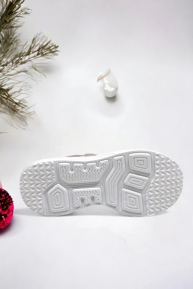 Memory Foam Tabanlı Desenli Cırt Cırtlı Çocuk Sneakers (ÇOCUKSPOR08-BEyazPembe ) - 5