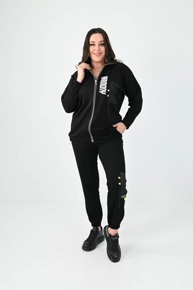 Kadın Büyük Beden Harmony Baskı Detaylı Eşofman Takımı 8079-24 - 2