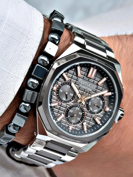 Ferrucci Function FCF.03372FM.03 Çelik Kordon Erkek Kol Saati - Resim 4