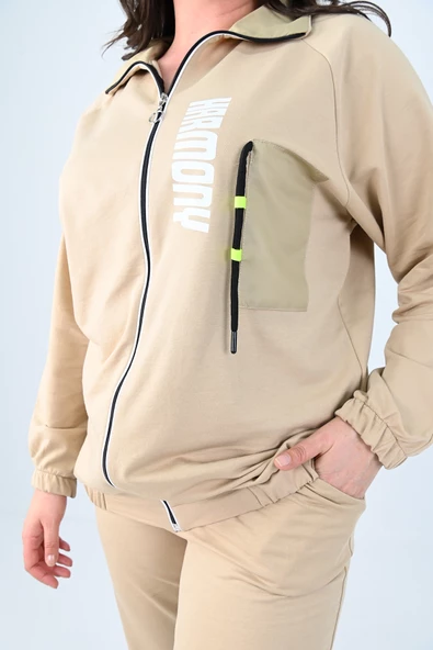 Kadın Büyük Beden Harmony Baskı Detaylı Eşofman Takımı 8079-24 - 11