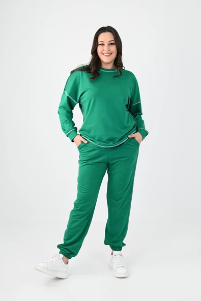 Kadın Büyük Beden Ters Dikişli Eşofman Takımı 8082 - 10