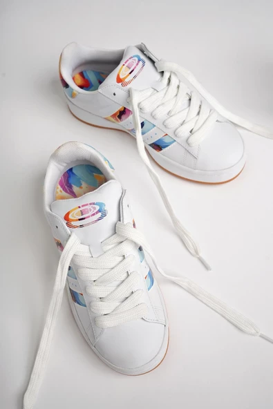 Muggo FLOWER Garantili Kadın Ortopedik Günlük Bağcıklı Yürüyüş Koşu Sneaker Spor Ayakkabı - 5