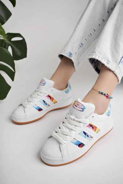 Muggo FLOWER Garantili Kadın Ortopedik Günlük Bağcıklı Yürüyüş Koşu Sneaker Spor Ayakkabı - 7