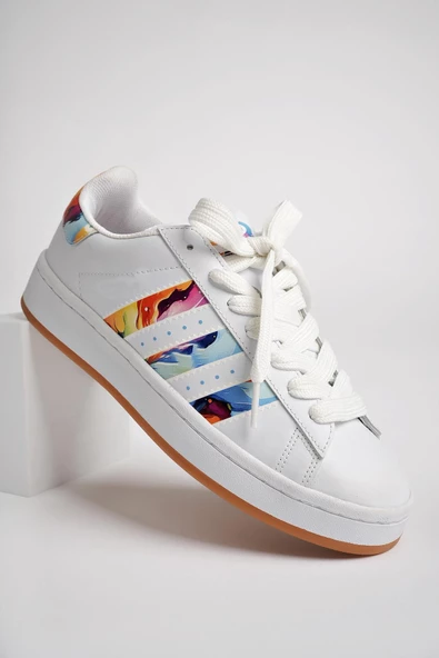 Muggo FLOWER Garantili Kadın Ortopedik Günlük Bağcıklı Yürüyüş Koşu Sneaker Spor Ayakkabı - 3