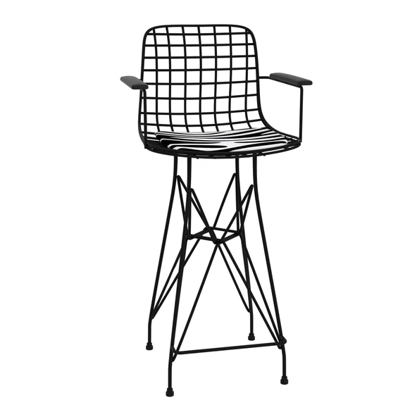 Knsz orta boy tel bar sandalyesi 1 li mağrur syhbonar kolçaklı 65 cm oturma yüksekliği mutfak bahçe cafe ofis - Resim 2