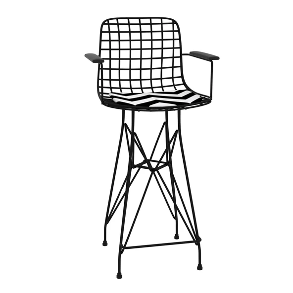 Knsz orta boy tel bar sandalyesi 1 li mağrur syhaldo kolçaklı 65 cm oturma yüksekliği mutfak bahçe cafe ofis - Resim 2