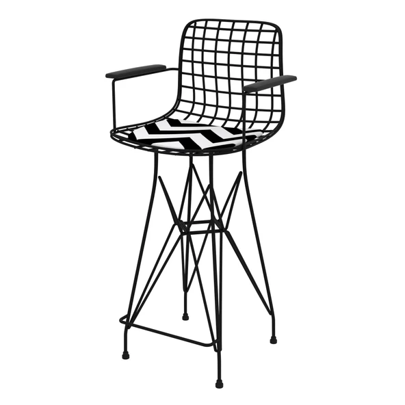 Knsz orta boy tel bar sandalyesi 1 li mağrur syhaldo kolçaklı 65 cm oturma yüksekliği mutfak bahçe cafe ofis ürün görseli 1