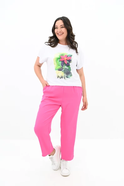 Kadın Büyük Beden Çiçek Baskı Detaylı Eşofman Takımı 8119-25 - 12