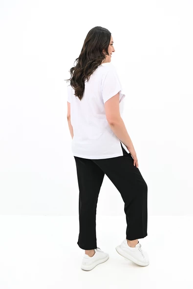 Kadın Büyük Beden Çiçek Baskı Detaylı Eşofman Takımı 8119-25 - 5