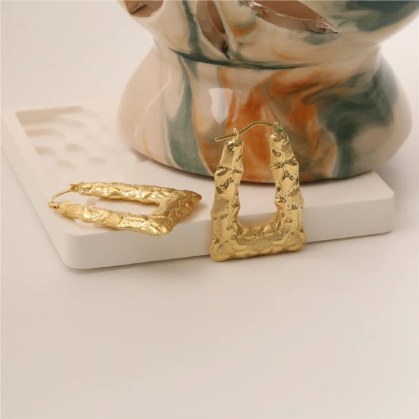 925 Ayar Gümüş Desenli Büyük Boy İtalyan Çanta Küpe - E00132 - 4