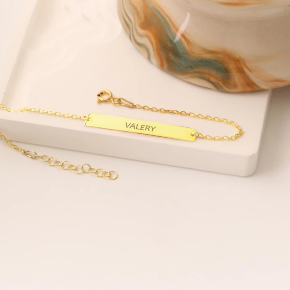 925 Ayar Gümüş Kişiye Özel Plaka İsimli Bileklik - CB00103 - Resim 2