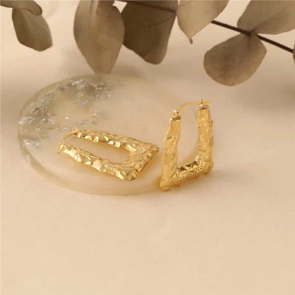 925 Ayar Gümüş Desenli Büyük Boy İtalyan Çanta Küpe - E00132 - 2