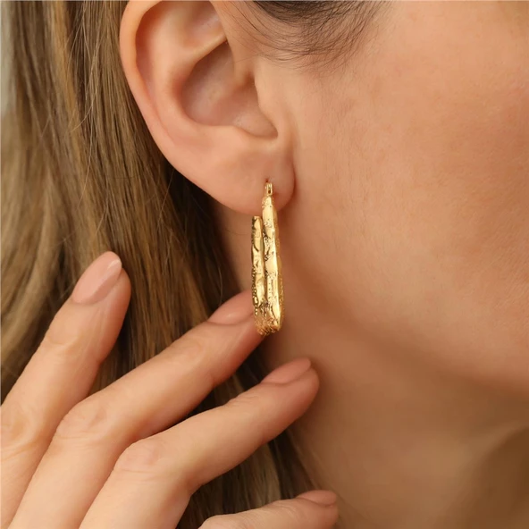 925 Ayar Gümüş Desenli Büyük Boy İtalyan Çanta Küpe - E00132 - 3