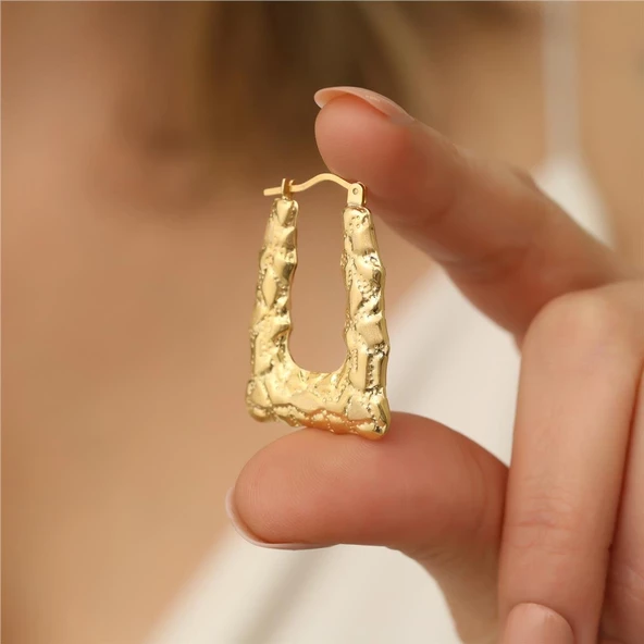 925 Ayar Gümüş Desenli Büyük Boy İtalyan Çanta Küpe - E00132 - 5