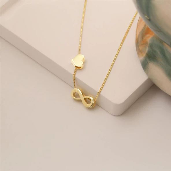 925 Ayar Gümüş Kalp Ve Sonsuzluk Kolye - CN00130 - Resim 5