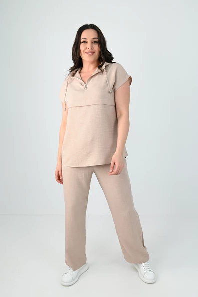 Kadın Büyük Beden Kolsuz Alt-Üst Takım 8069-25