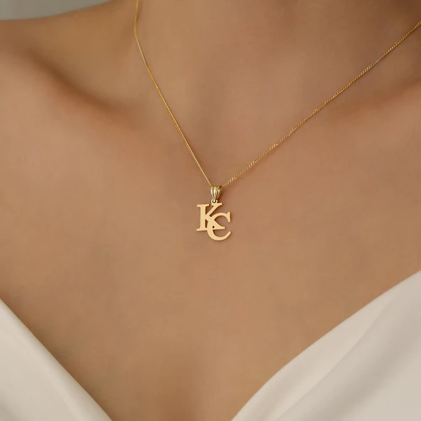 925 Ayar Gümüş İki Harf Kolye - CN00105 - Resim 2