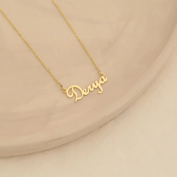 14 Ayar Mikron Kaplama Kişiye Özel isim Gümüş Kolye - CN00264 - Resim 2