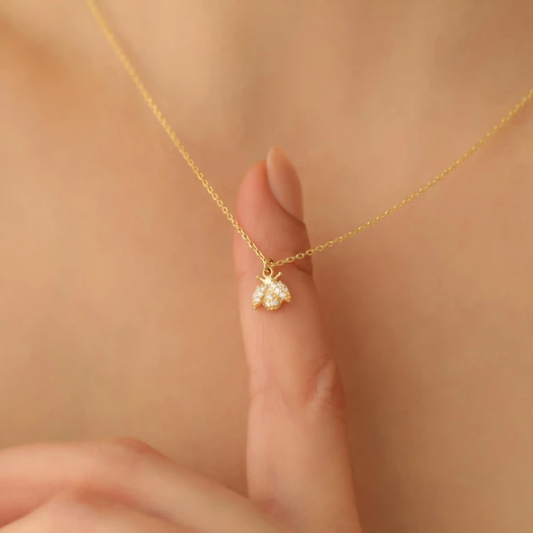 925 Ayar Gümüş Zirkon Taşlı Uğur Böceği Kolye - CNS00157 ürün görseli 1