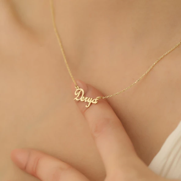 14 Ayar Mikron Kaplama Kişiye Özel isim Gümüş Kolye - CN00264 - Resim 4