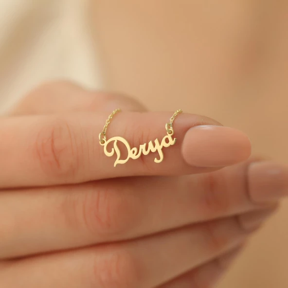 14 Ayar Mikron Kaplama Kişiye Özel isim Gümüş Kolye - CN00264 ürün görseli 1