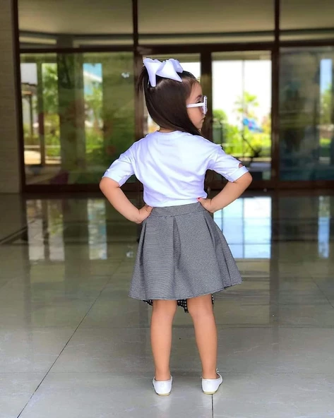 MODAVALS LOVE BASKILI YIRTMAÇ KOL DETAYLI PÖTÜKARE ETEKLİ KIZ ÇOCUK ETEKLİ ALT ÜST TAKIM - 3