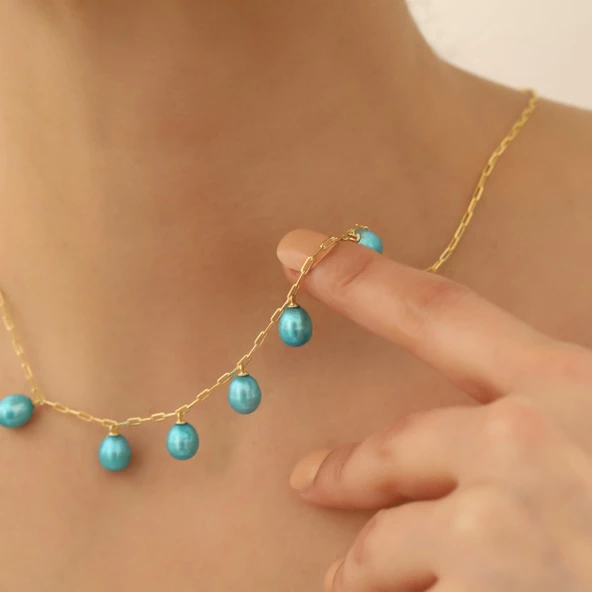 925 Ayar Gümüş Gerçek ve Doğal Okyanus Tatlısu İncisi Sallantı Kolye-8mm - CNP00102 ürün görseli 1