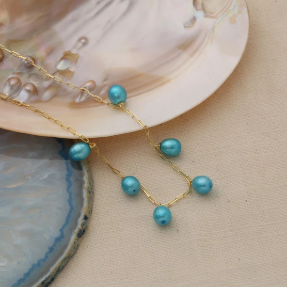 925 Ayar Gümüş Gerçek ve Doğal Okyanus Tatlısu İncisi Sallantı Kolye-8mm - CNP00102 - Resim 4