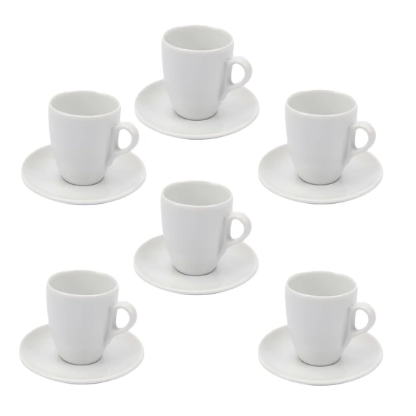 ANCAP Verona Porselen Doppio Espresso Fincan ve Tabak Takımı - 130 ml - 6’lı Set