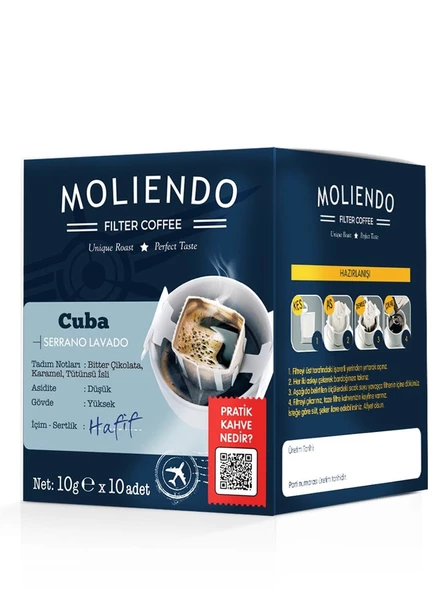 MOLIENDO CUBA SERRANO LAVADO  PRATİK FİLTRE KAHVE 10*10 g