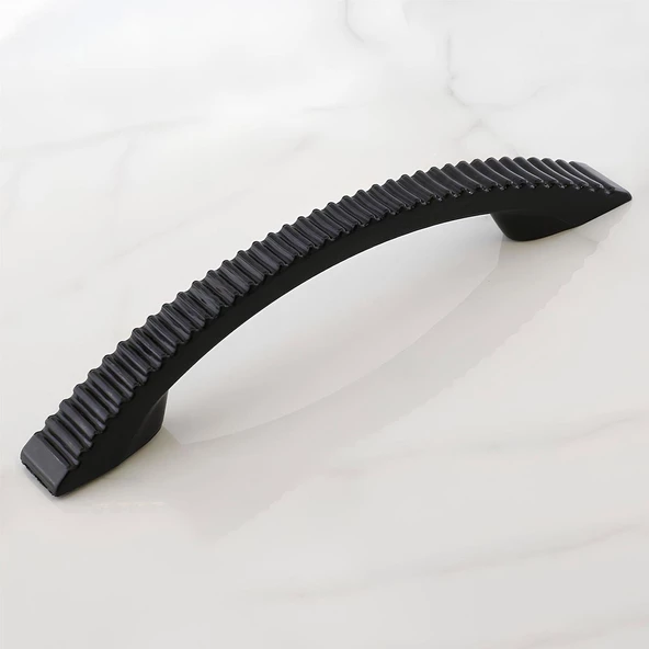 Tırtıklı 96 mm Kulp Sert Plastik Siyah Çekmece Mobilya Mutfak Dolap Kulbu Kulpu Kulpları 10 ADET - 10