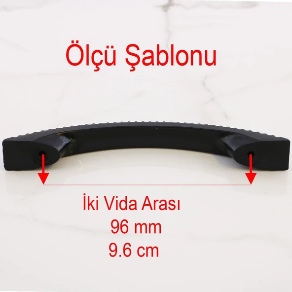 Tırtıklı 96 mm Kulp Sert Plastik Siyah Çekmece Mobilya Mutfak Dolap Kulbu Kulpu Kulpları 10 ADET - 4