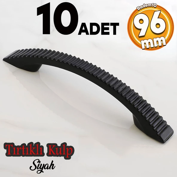 Tırtıklı 96 mm Kulp Sert Plastik Siyah Çekmece Mobilya Mutfak Dolap Kulbu Kulpu Kulpları 10 ADET - 2