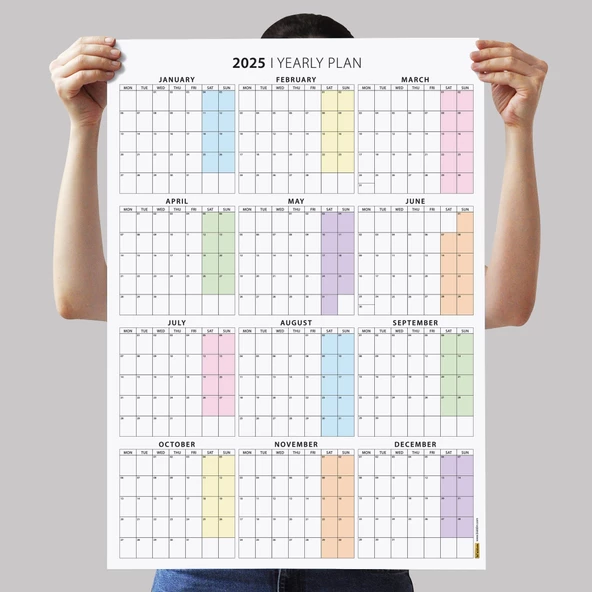 2025 Yıllık Planlayıcı Duvar Takvimi, PASTEL Renkler - 4