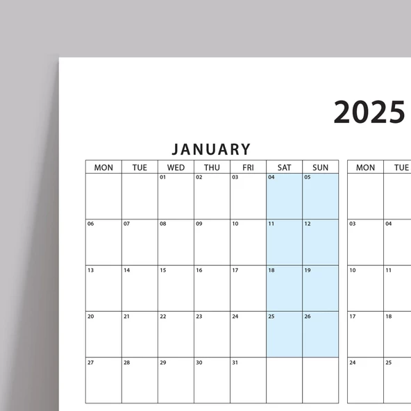 2025 Yıllık Planlayıcı Duvar Takvimi, PASTEL Renkler - 3